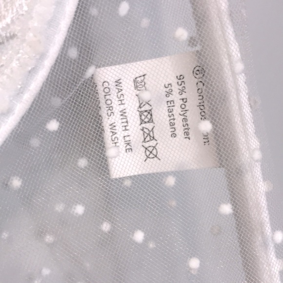 ⭐️ NWOT Polka Dot Mesh Bridal White Tully Corset Bustier Top - Picture 6 of 6